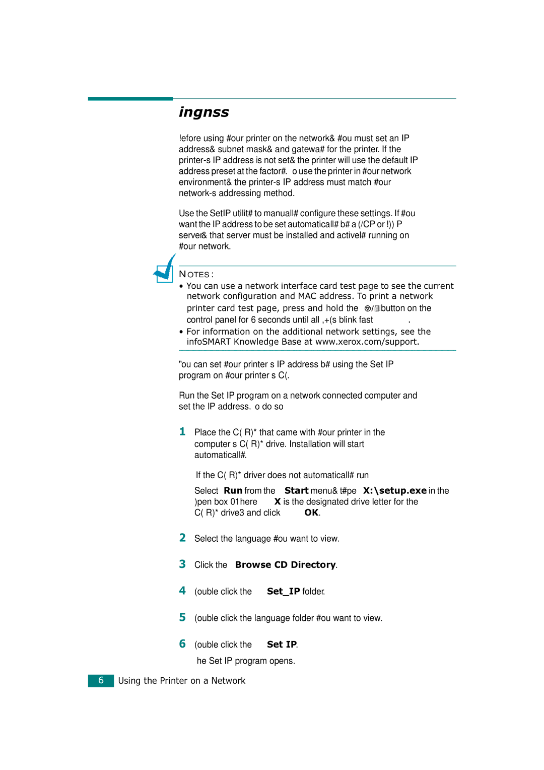 Xerox 3150 manual Setting an IP Address 