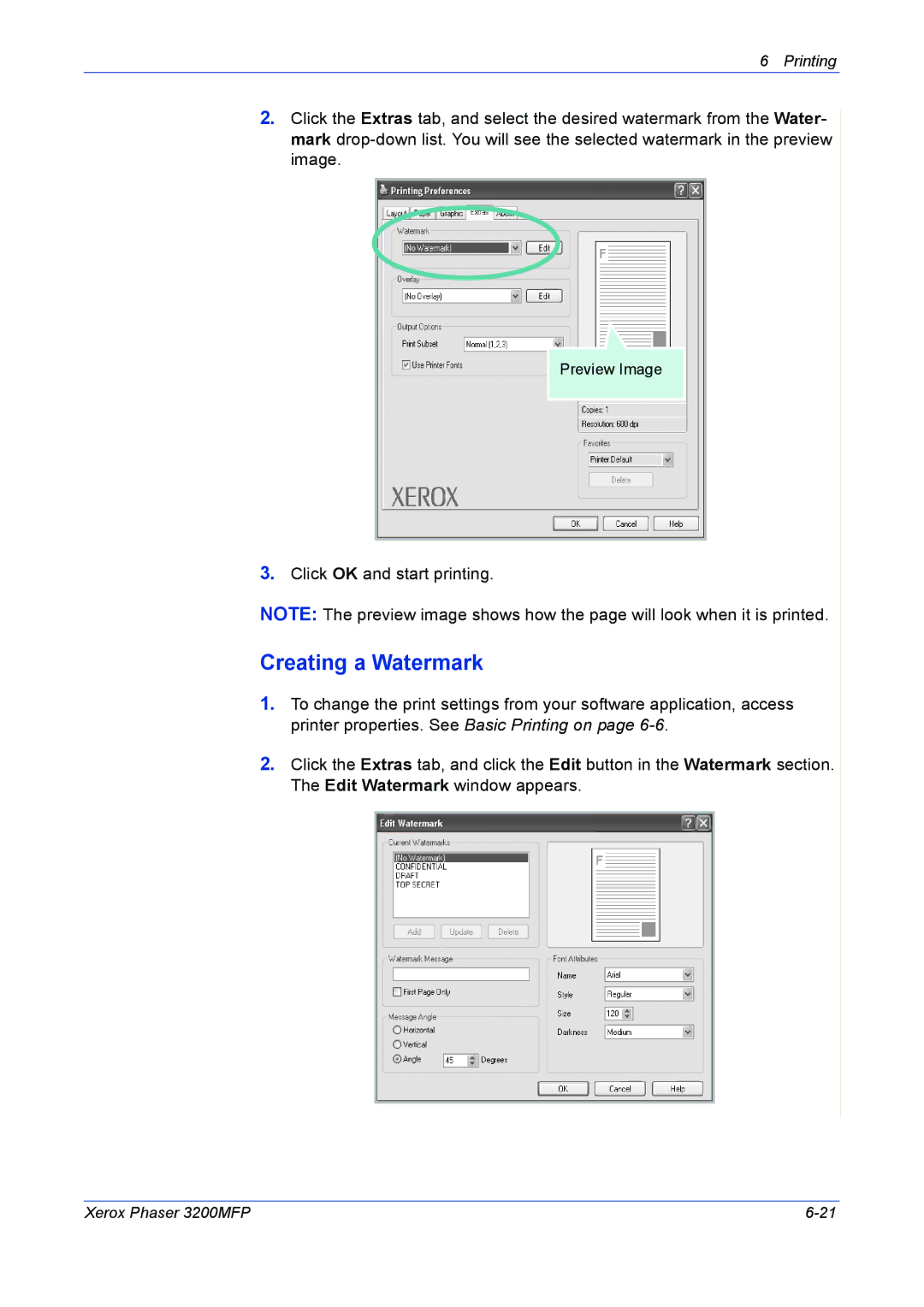 Xerox 3200MFP manual Creating a Watermark 