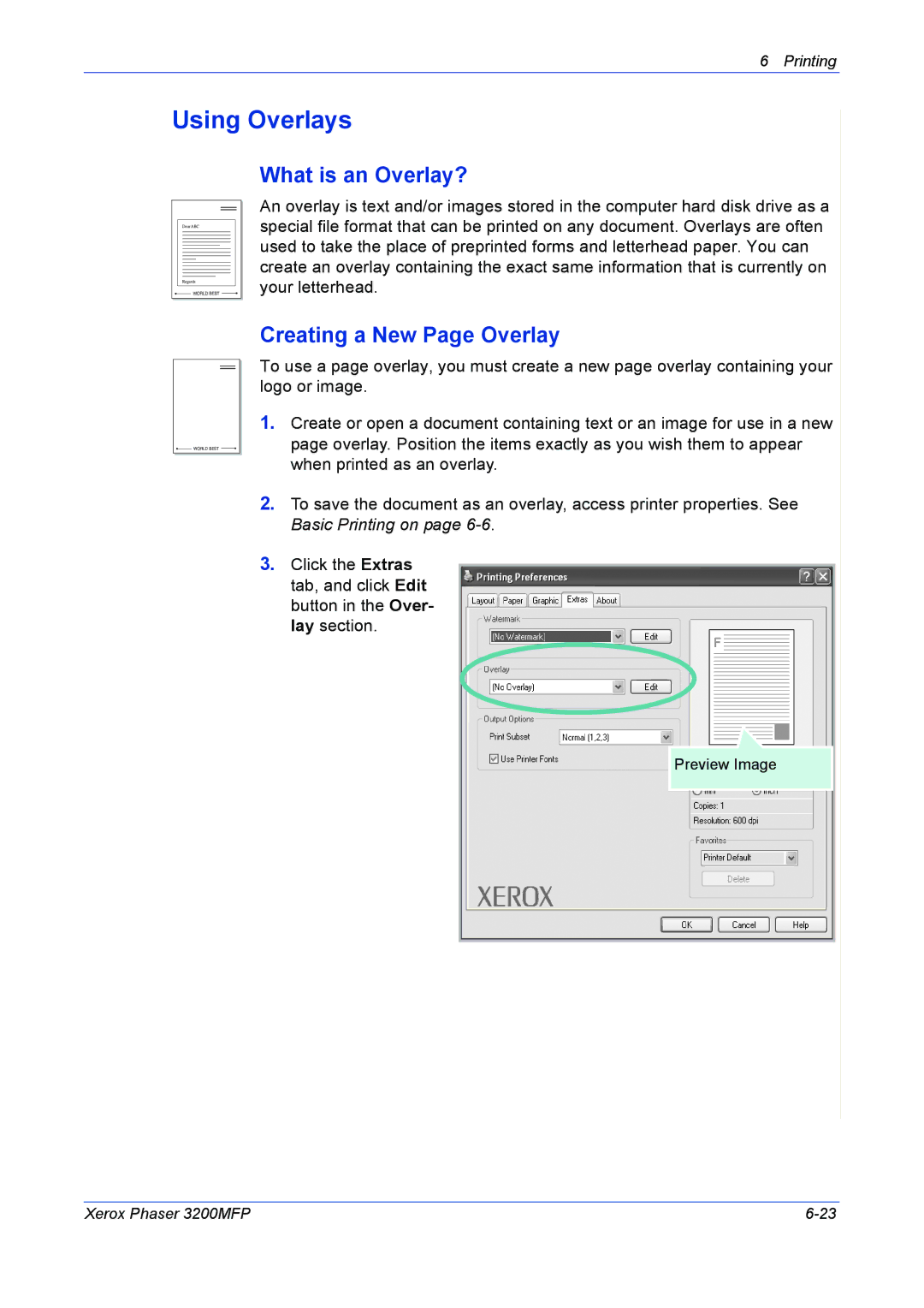 Xerox 3200MFP manual Using Overlays, What is an Overlay?, Creating a New Page Overlay 