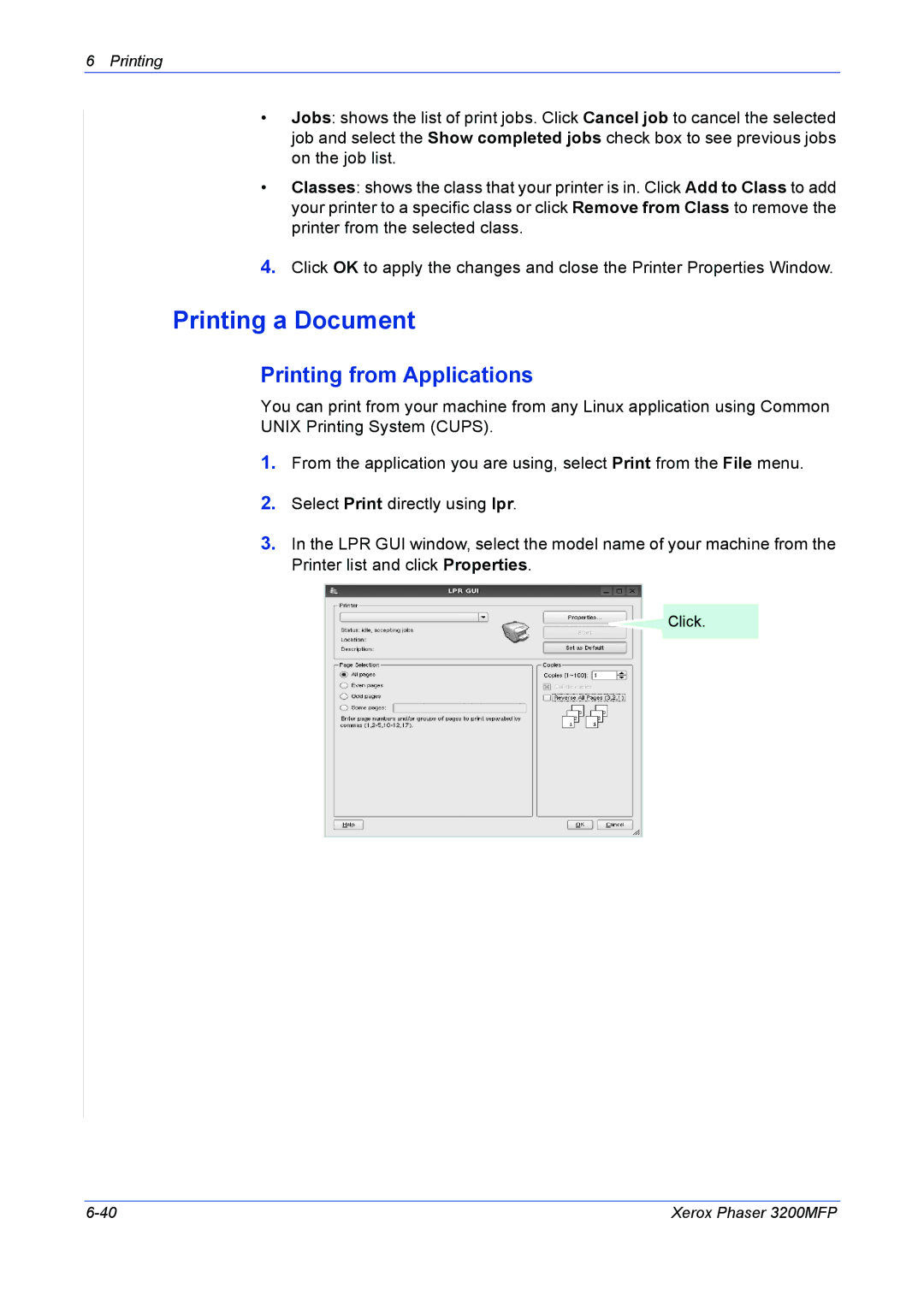 Xerox 3200MFP manual Printing a Document, Printing from Applications 