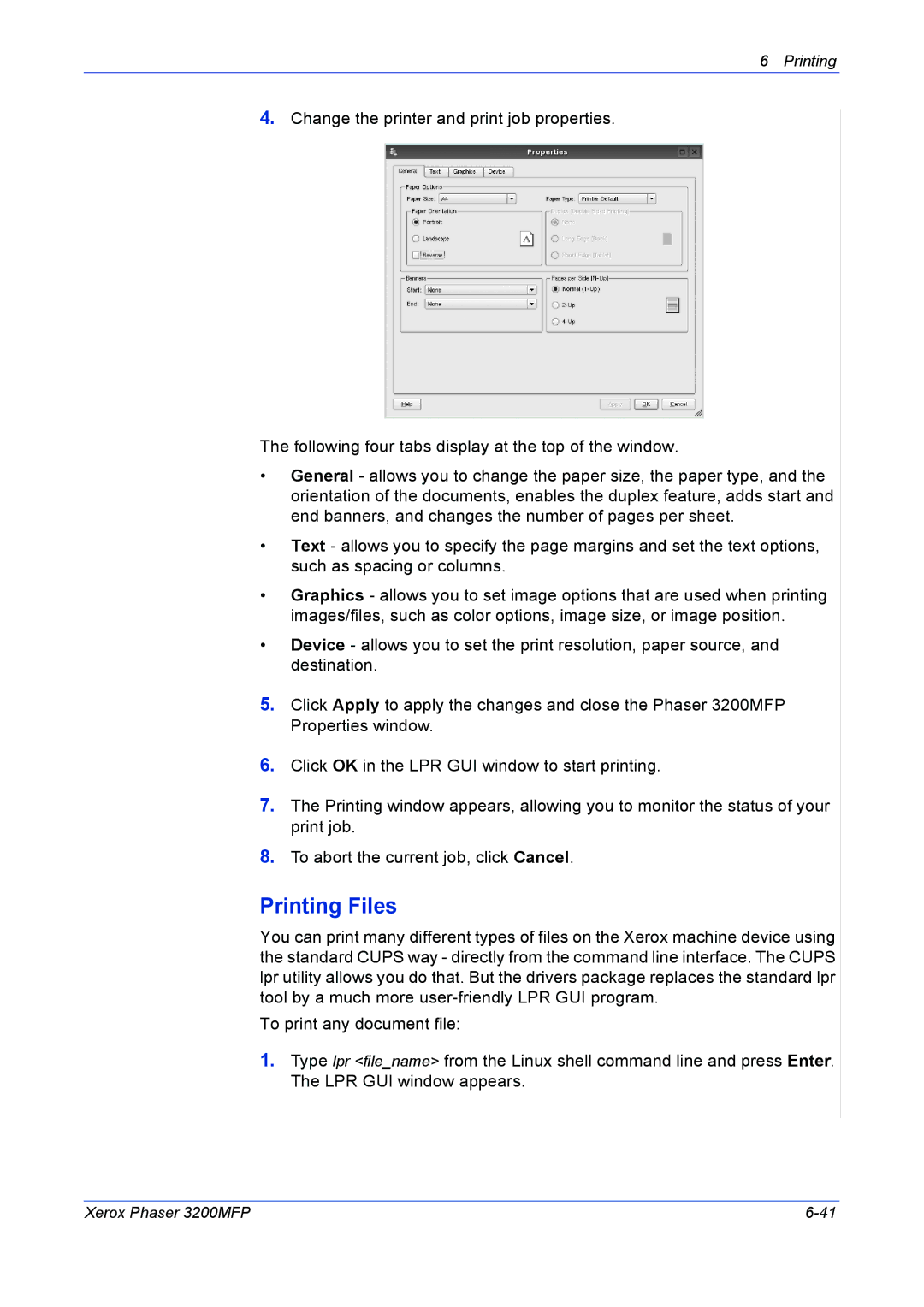 Xerox 3200MFP manual Printing Files 