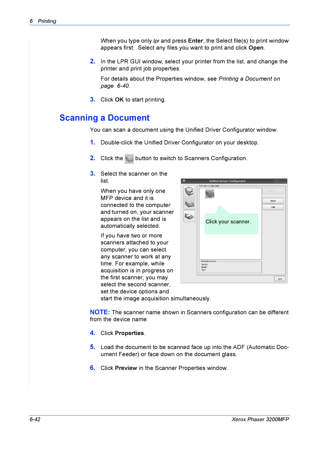 Xerox 3200MFP manual Scanning a Document, Click Properties 