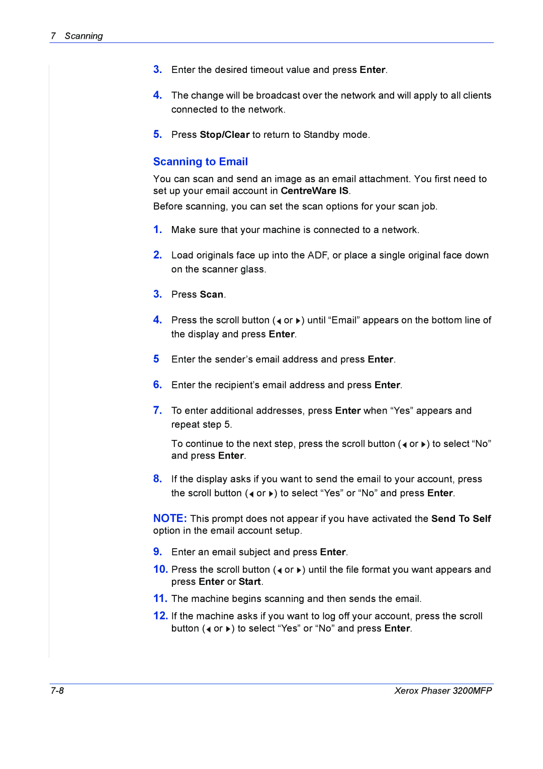 Xerox 3200MFP manual Scanning to Email 