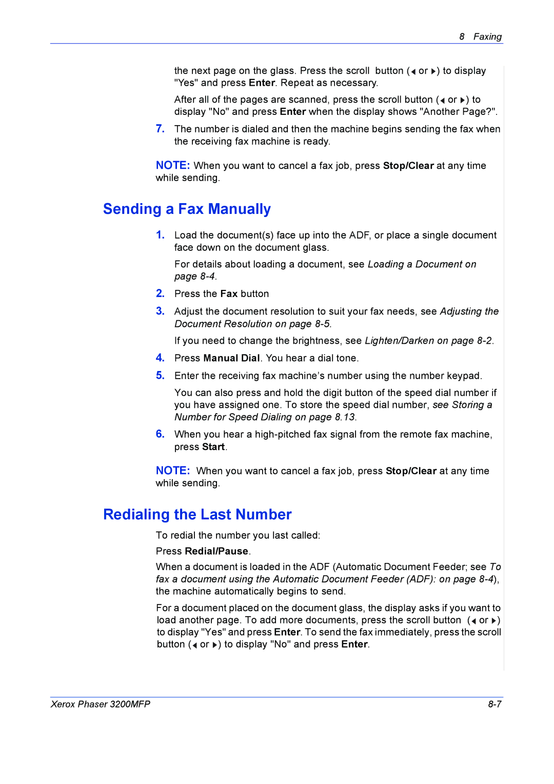 Xerox 3200MFP manual Faxing 