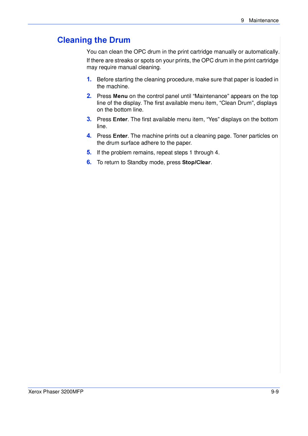 Xerox 3200MFP manual Cleaning the Drum 