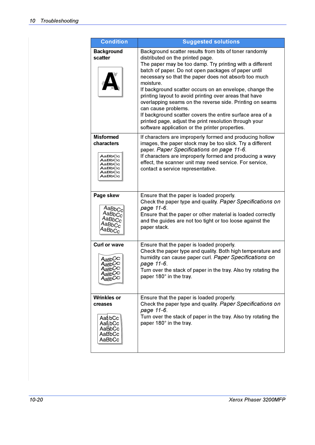 Xerox 3200MFP manual Paper. Paper Specifications on, Scatter 