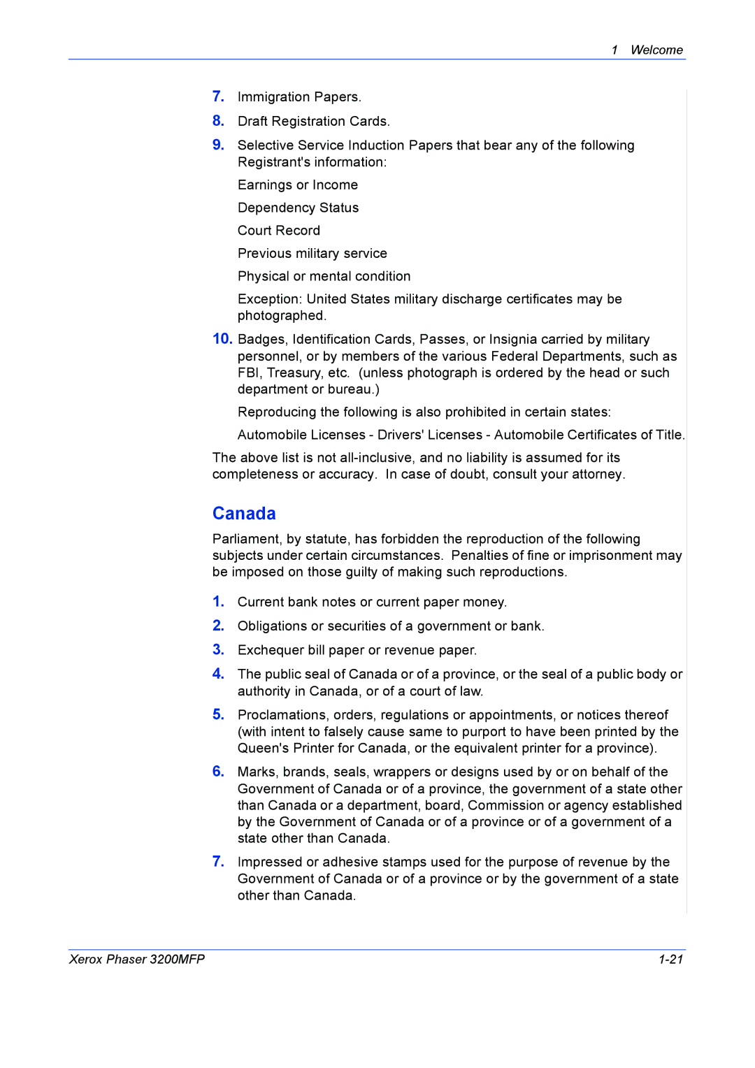 Xerox 3200MFP manual Canada 