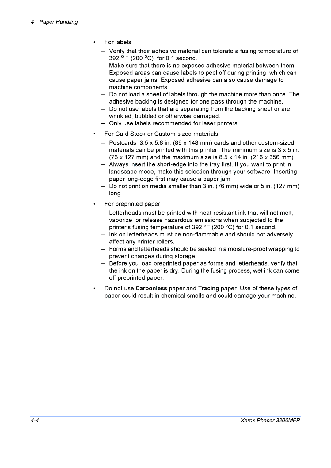 Xerox 3200MFP manual Paper Handling 