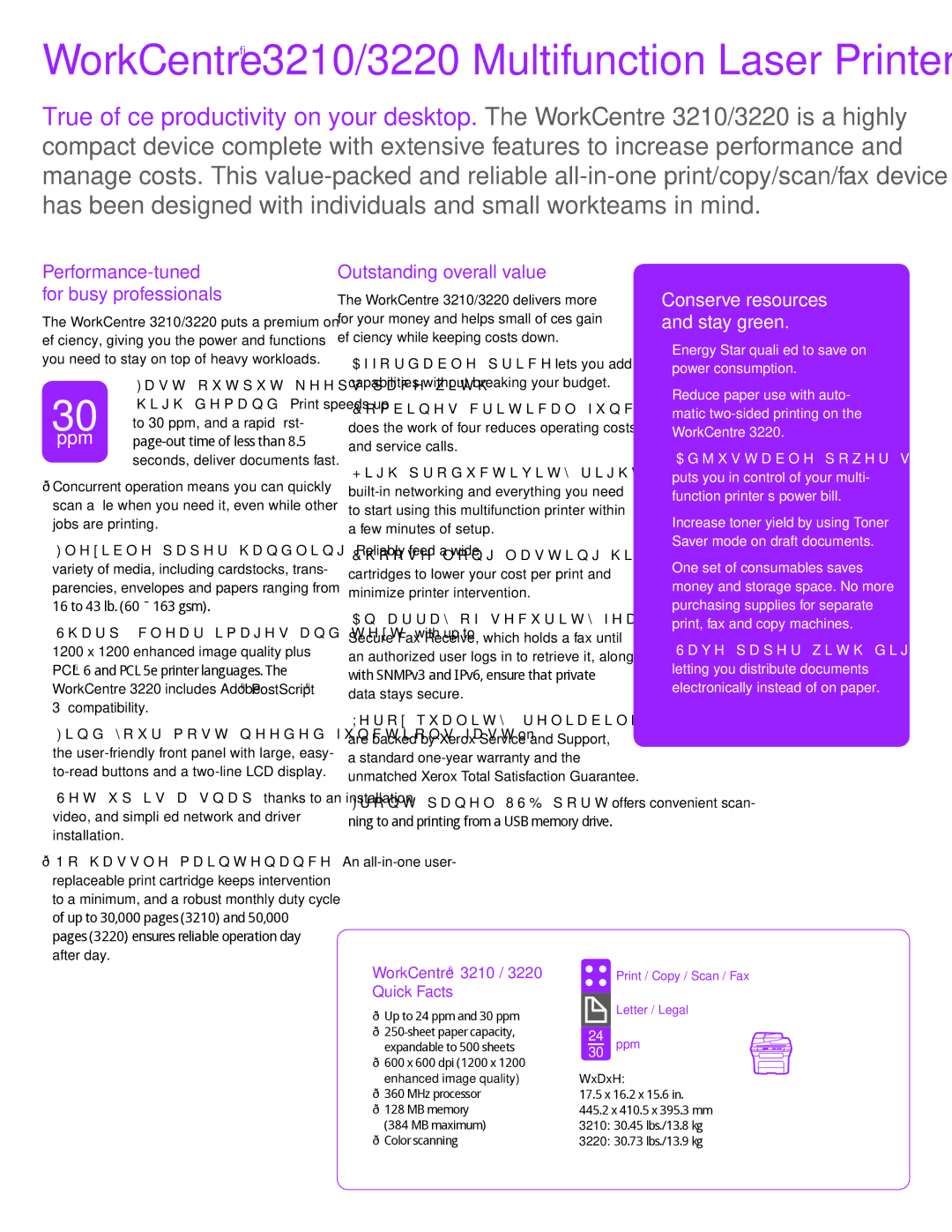 Xerox 3210, 3220 manual Outstanding overall value, Fast output keeps pace with, Sharp, clear images and text, with up to 