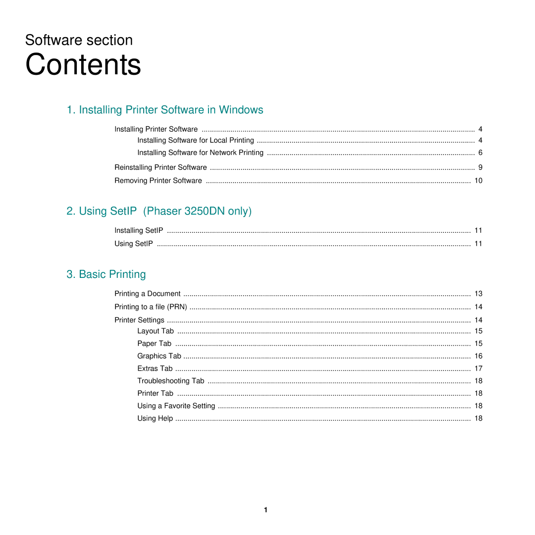 Xerox 3250 manual Contents 