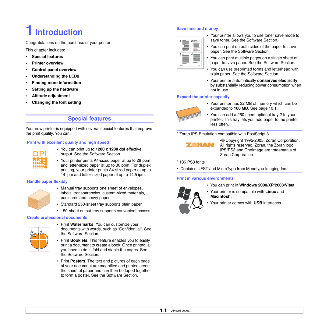 Xerox 3250 manual Introduction, Special features 