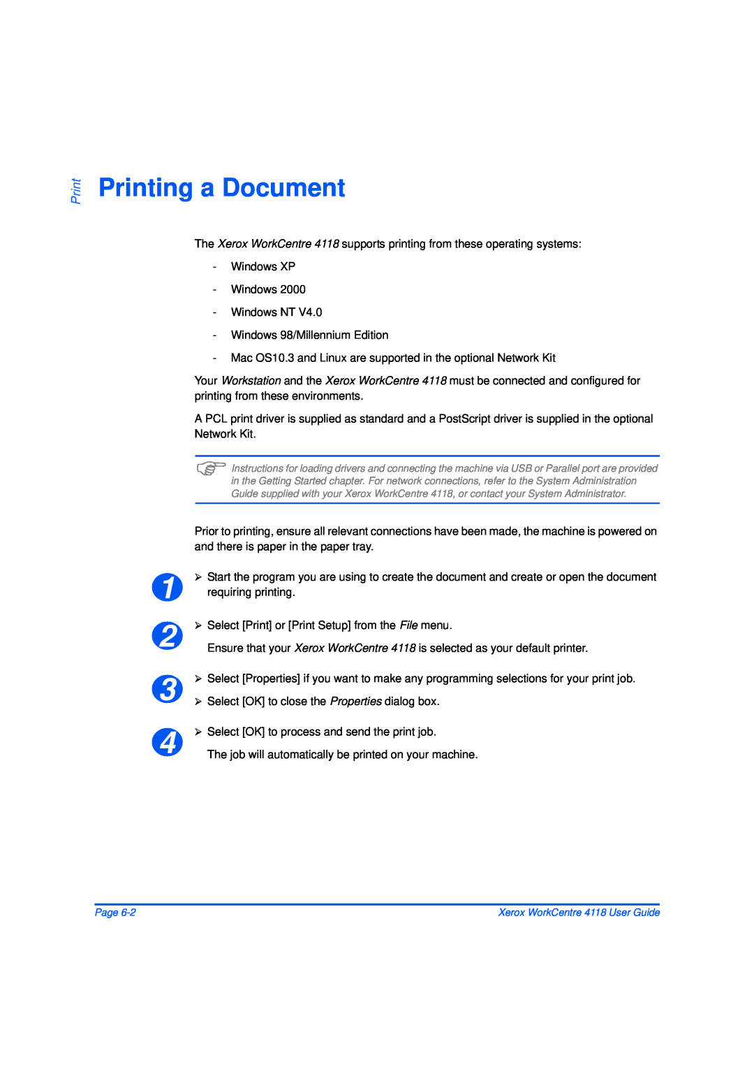 Xerox 32N00467 manual Printing a Document 