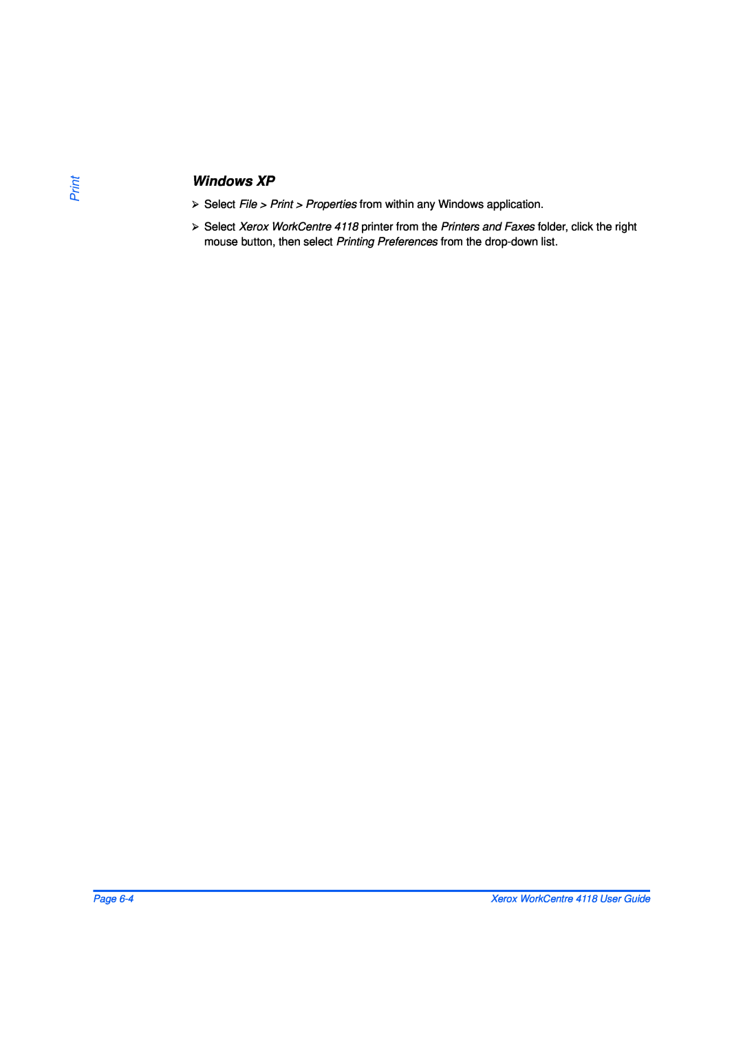 Xerox 32N00467 manual Windows XP, ¾ Select File Print Properties from within any Windows application, Page 