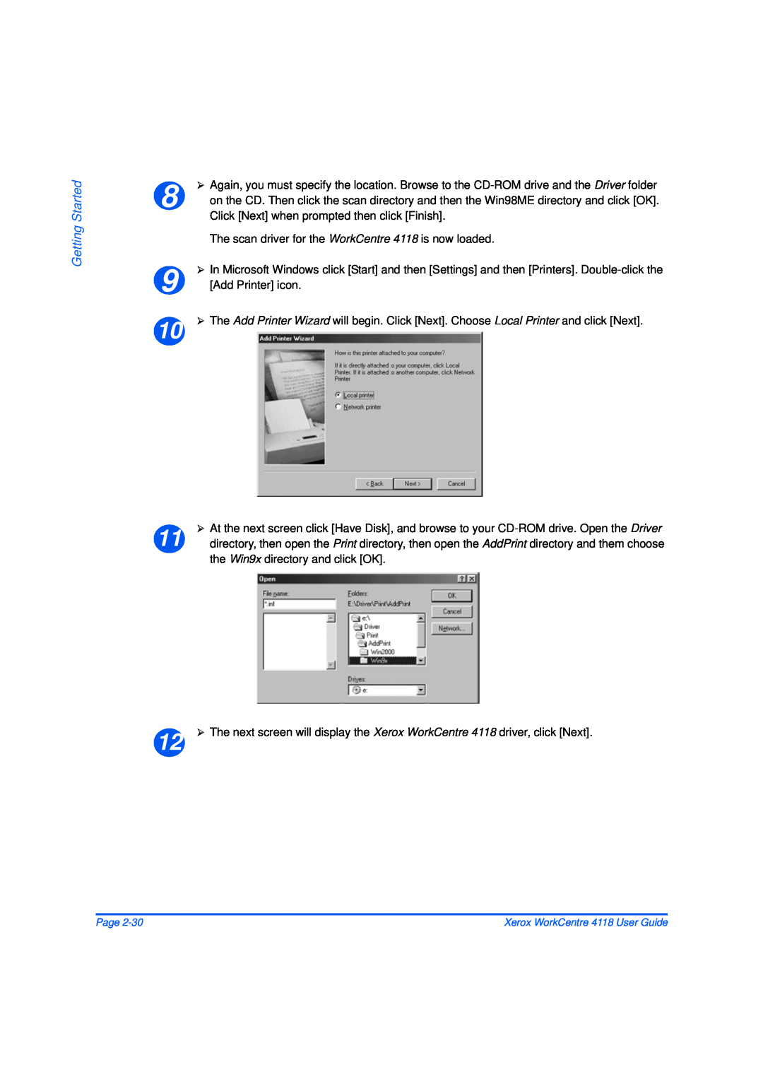 Xerox 32N00467 manual Getting Started, Click Next when prompted then click Finish 