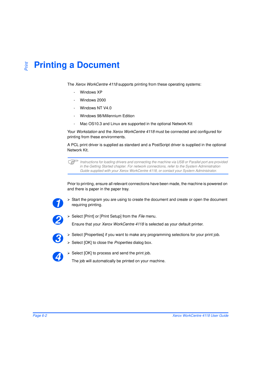 Xerox 32N00467 manual Printing a Document 