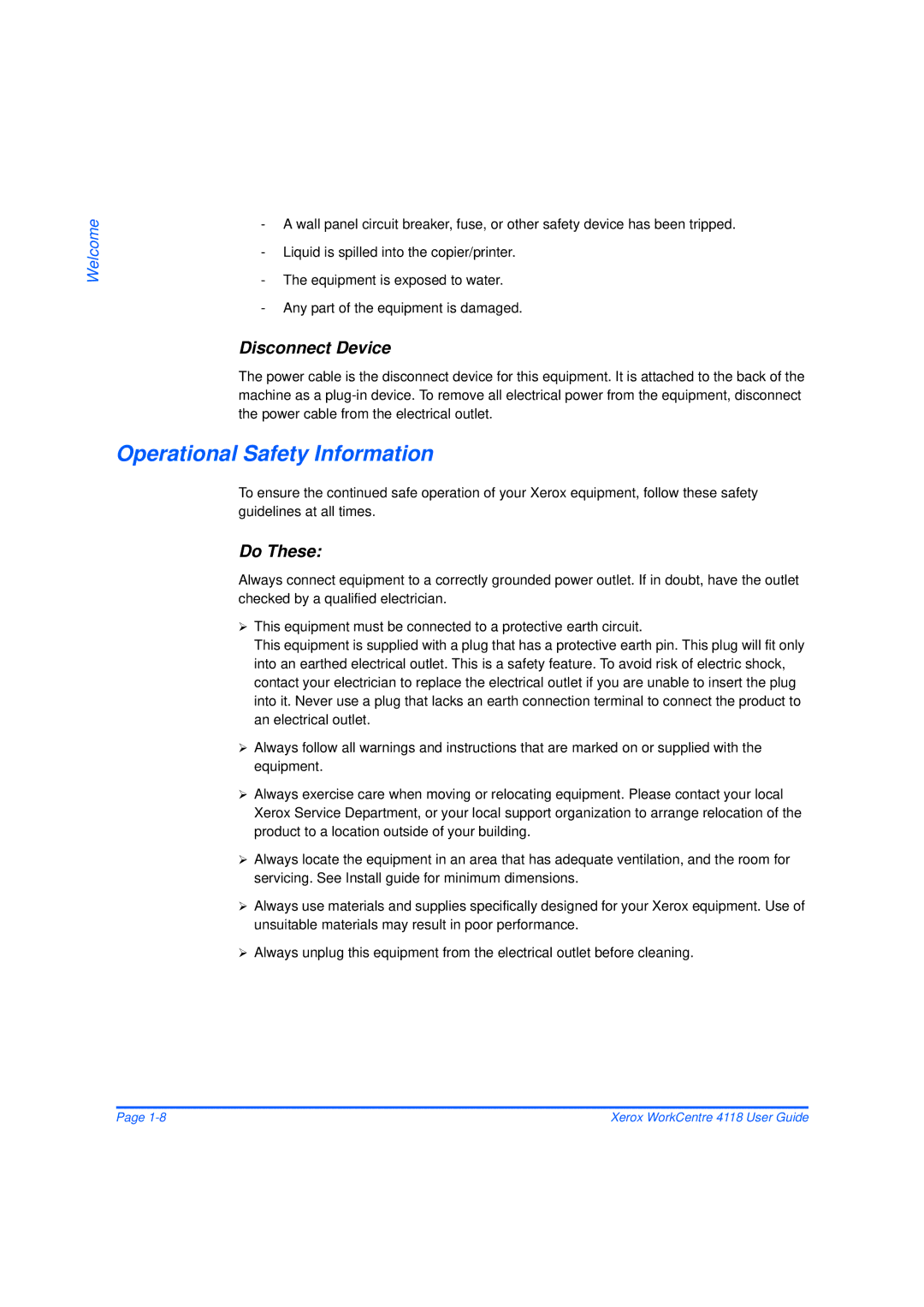 Xerox 32N00467 manual Operational Safety Information, Disconnect Device, Do These 