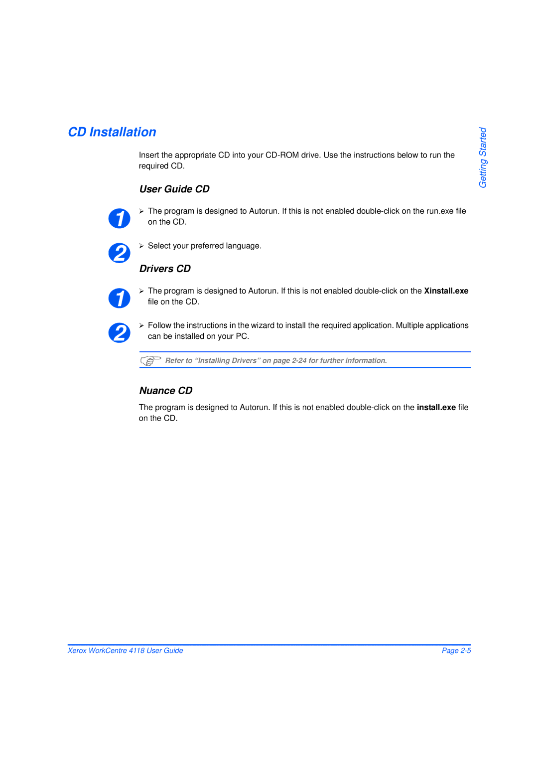 Xerox 32N00467 CD Installation, On the CD, ¾ Select your preferred language, File on the CD, Can be installed on your PC 