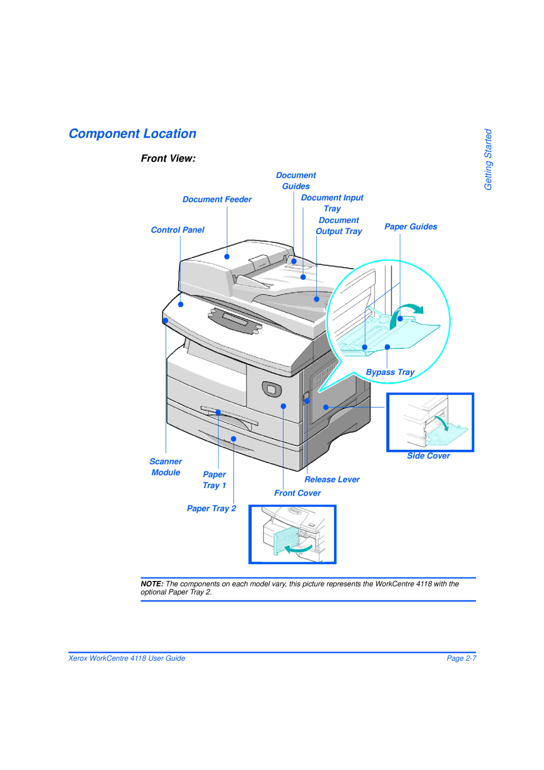 Xerox 32N00467 manual Component Location, Guides Document Feeder Document Input 