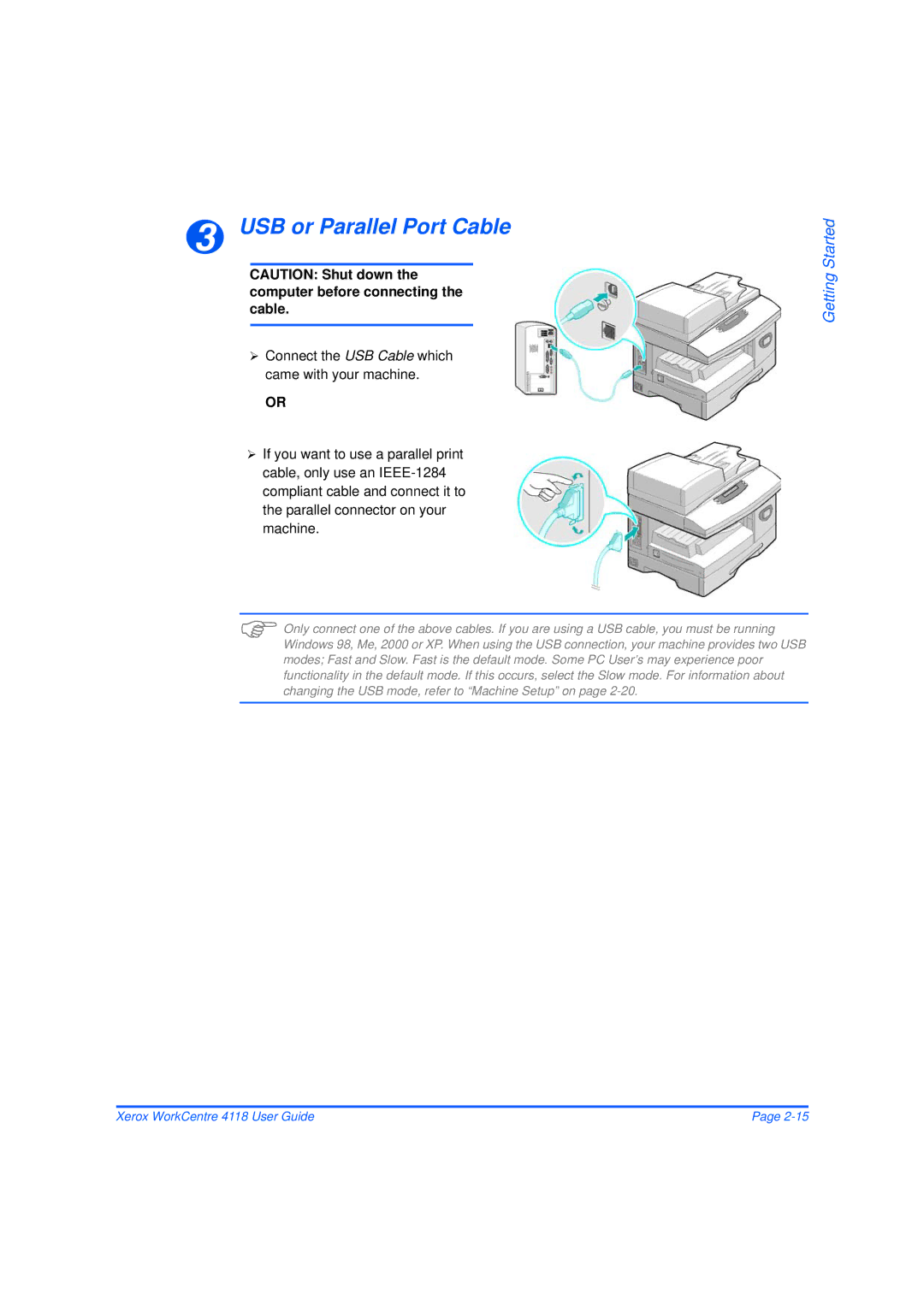 Xerox 32N00467 manual USB or Parallel Port Cable 