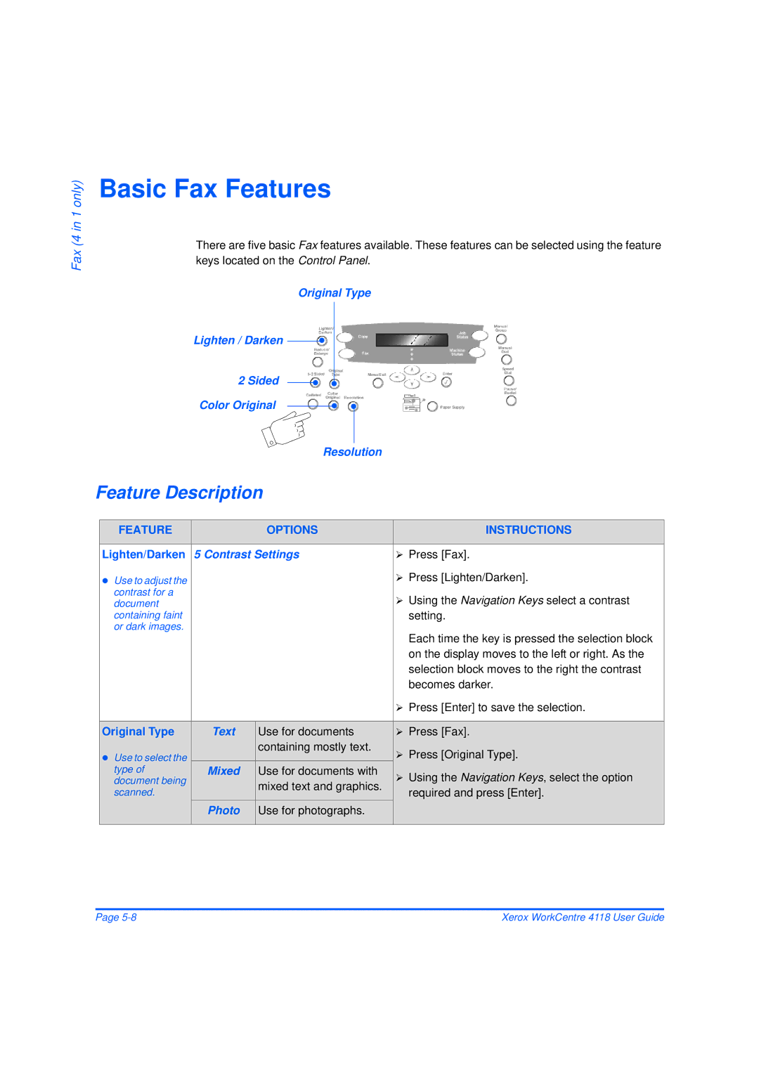 Xerox 32N00467 manual Basic Fax Features, Use for documents ¾ Press Fax 