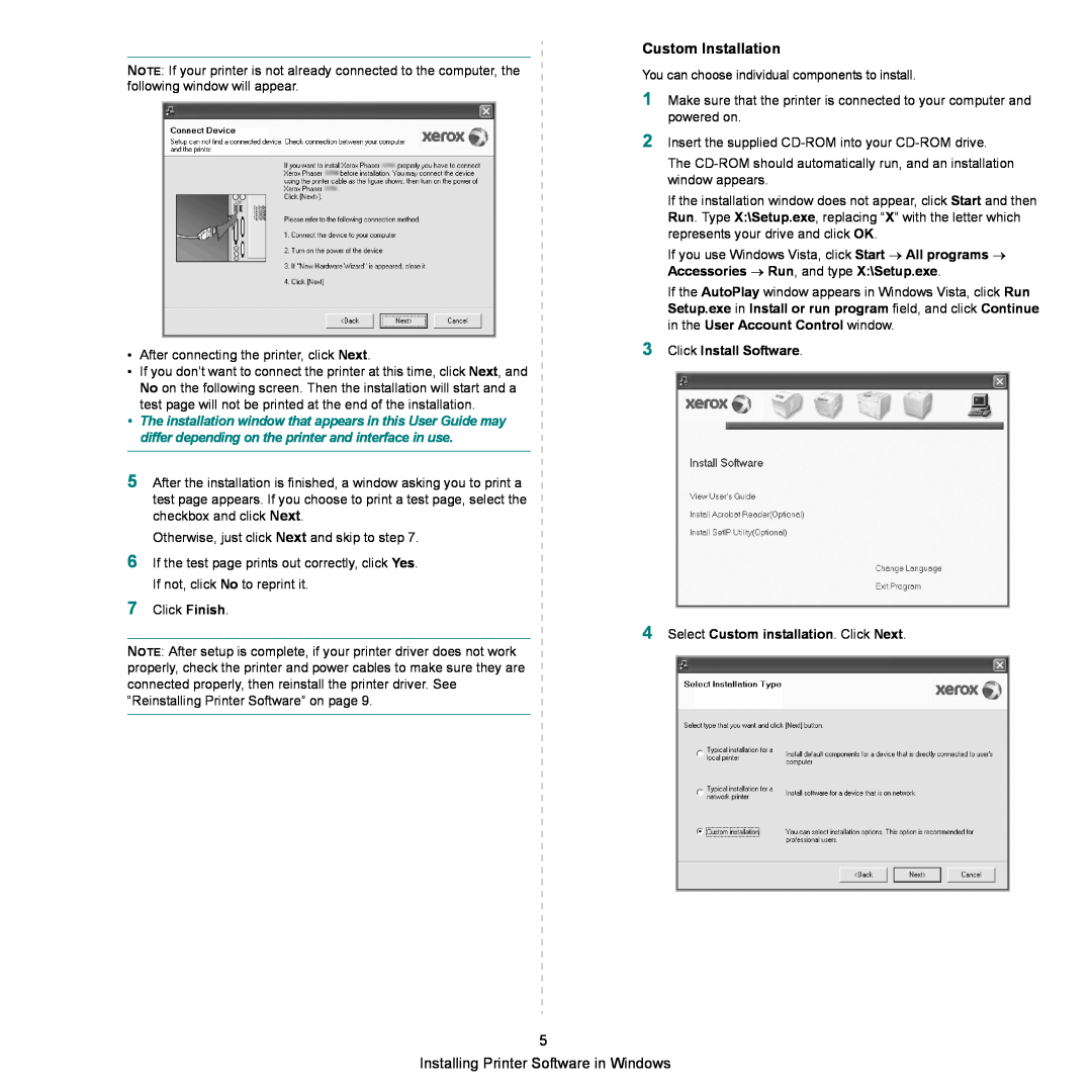Xerox 3300MFP manual Custom Installation, Installing Printer Software in Windows 