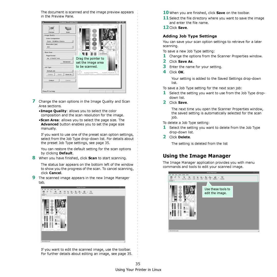 Xerox 3300MFP manual Using the Image Manager, Adding Job Type Settings 
