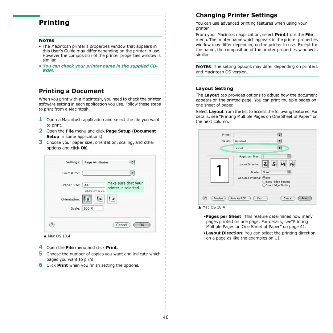 Xerox 3300MFP manual Printing a Document, Changing Printer Settings, Layout Setting 