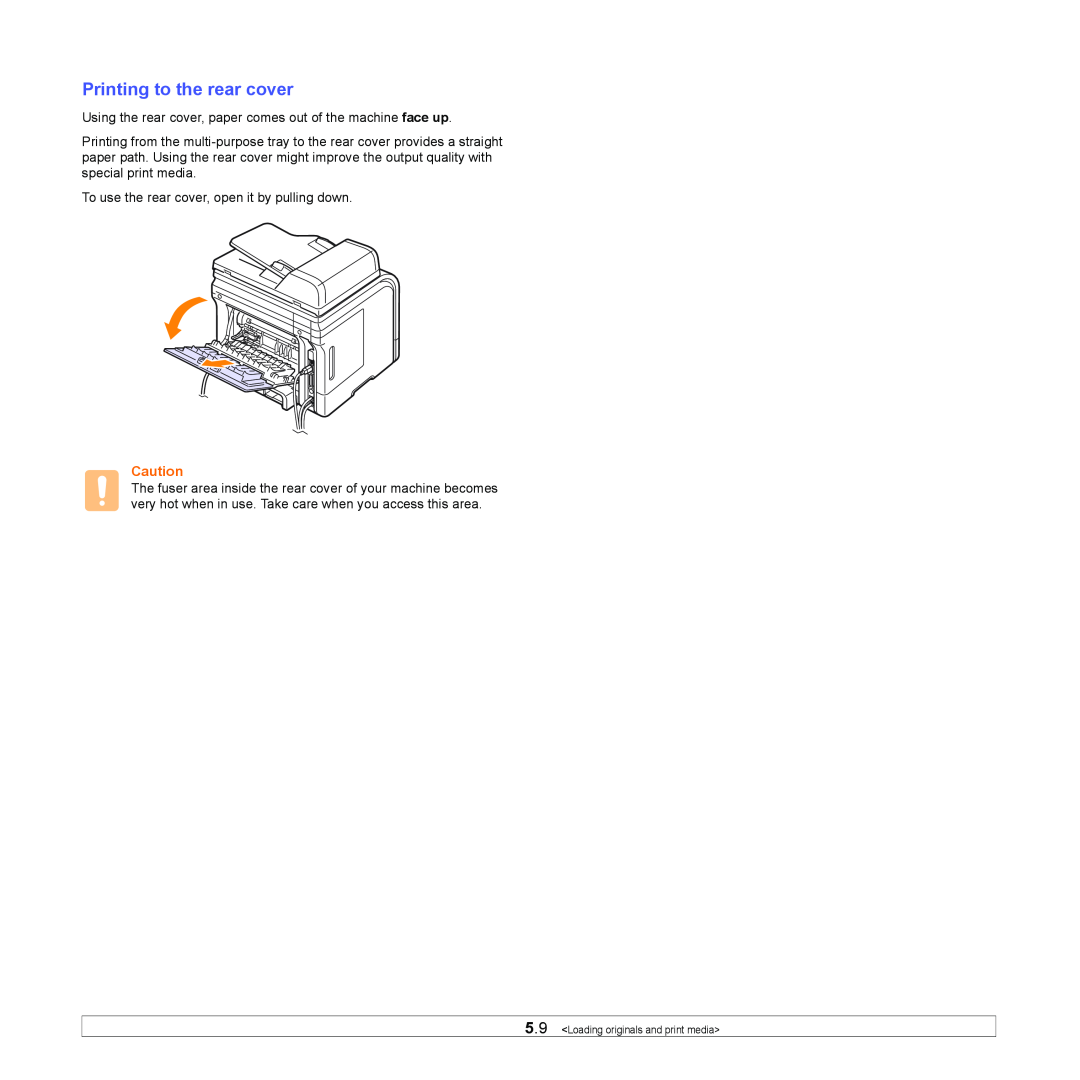 Xerox 3300MFP manual Printing to the rear cover 
