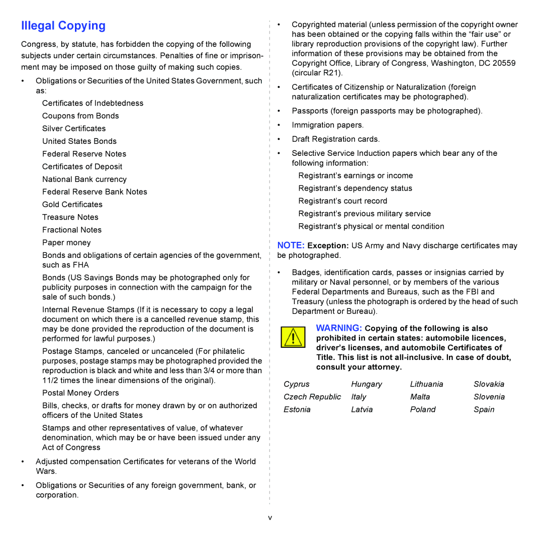 Xerox 3300MFP manual Illegal Copying 