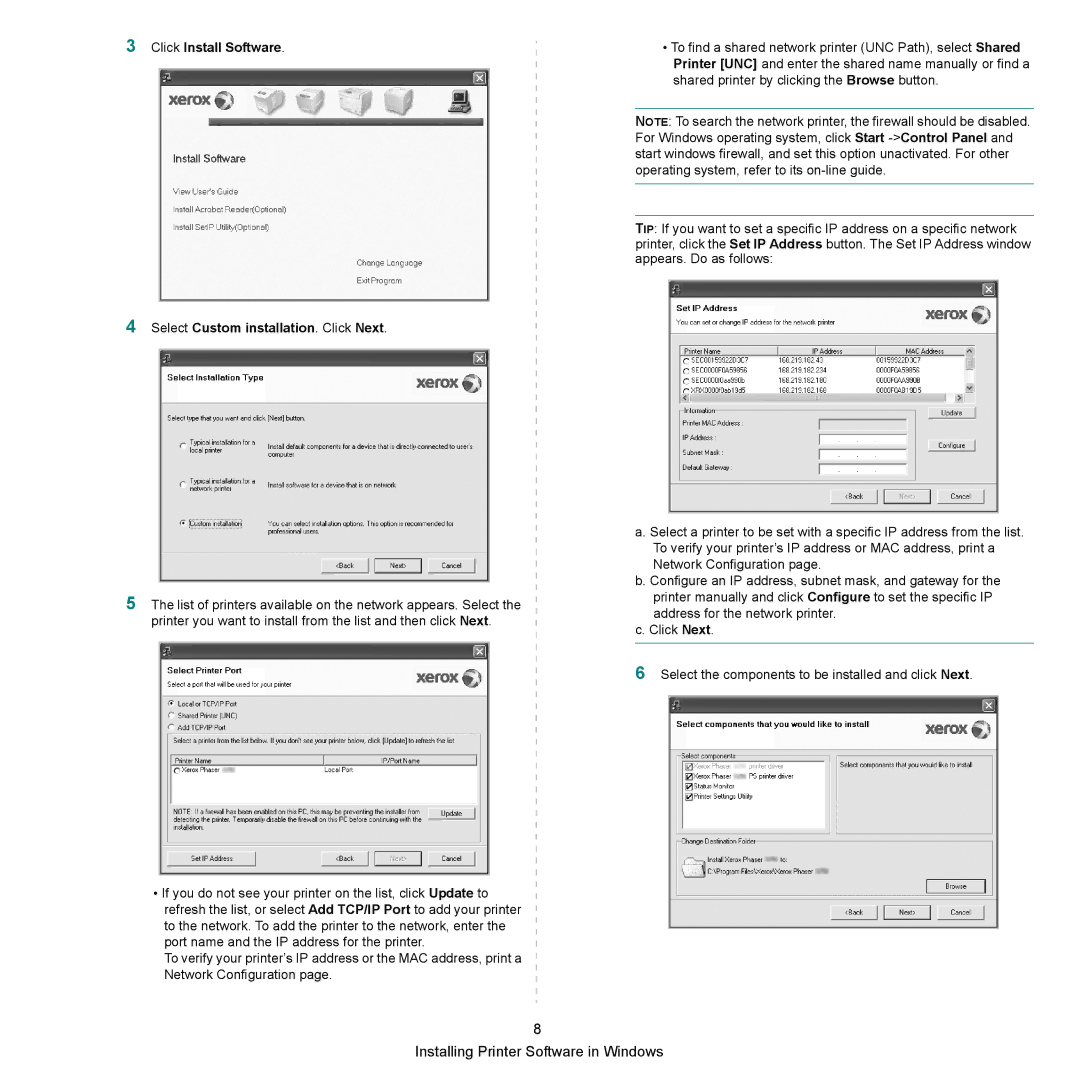 Xerox 3300MFP manual Installing Printer Software in Windows 