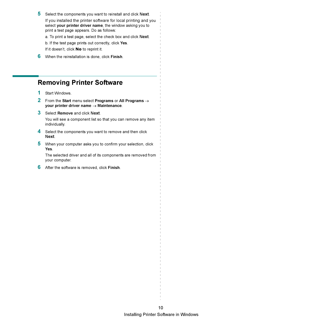 Xerox 3300MFP manual Removing Printer Software 