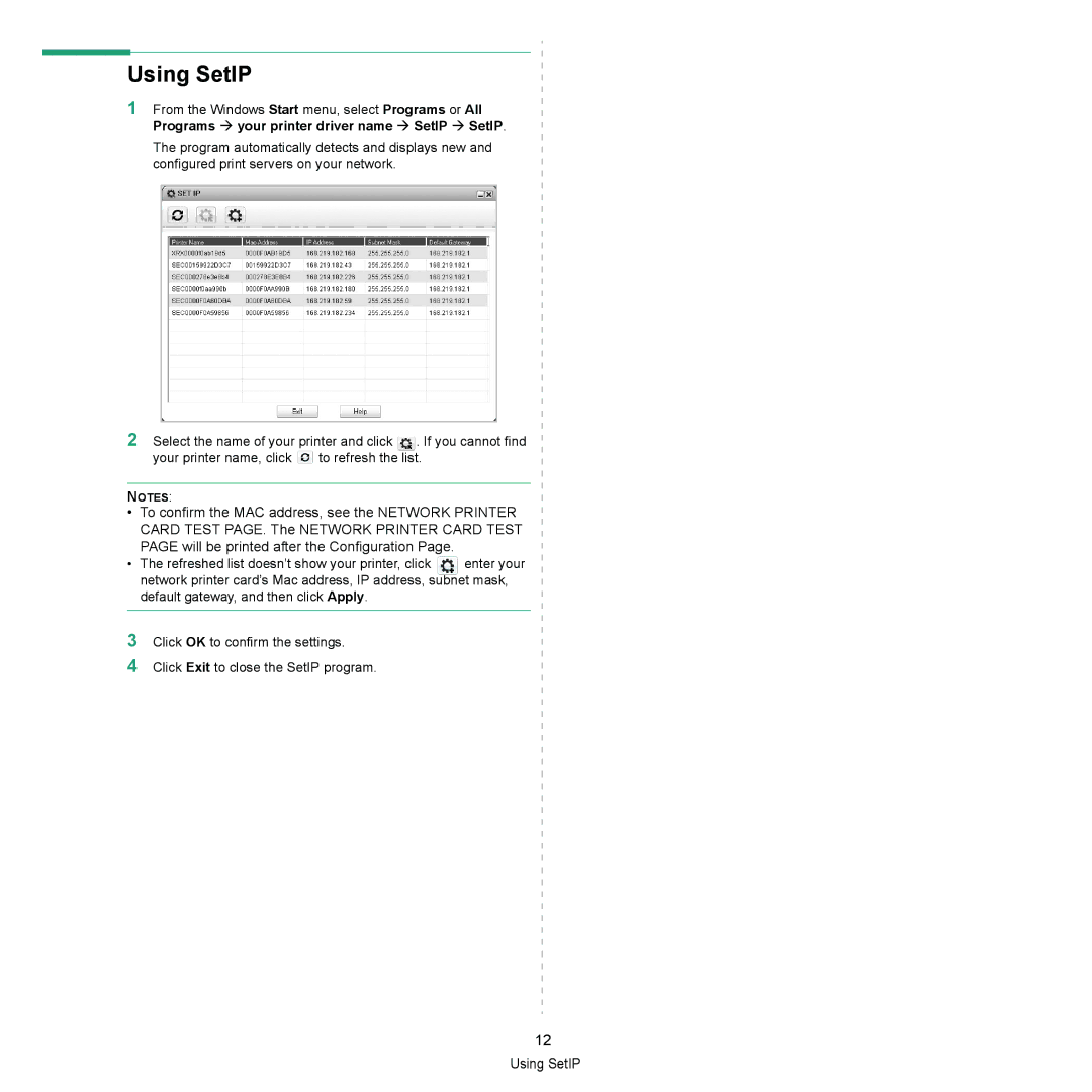 Xerox 3300MFP manual Using SetIP 