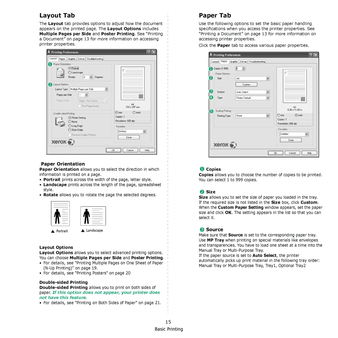 Xerox 3300MFP manual Layout Tab, Paper Tab 