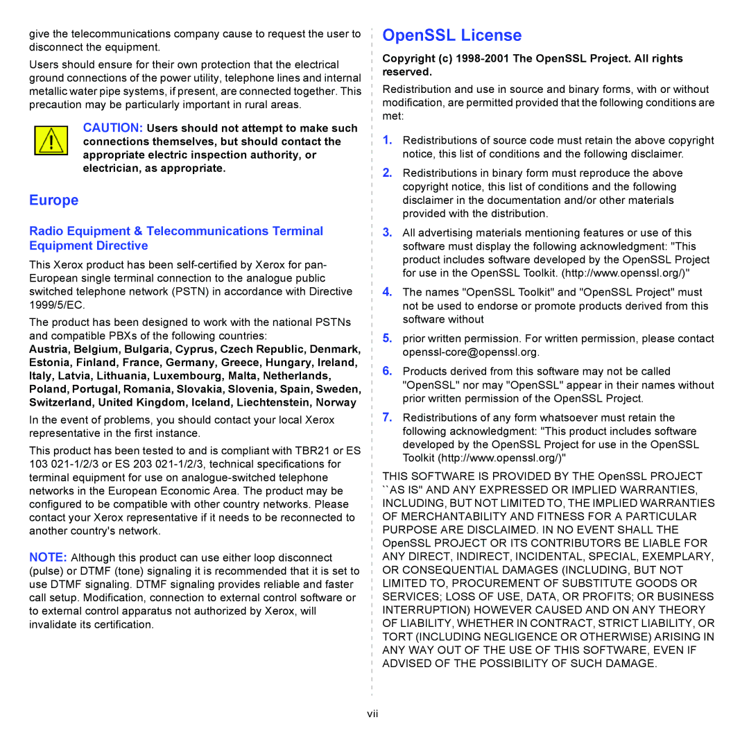 Xerox 3300MFP manual OpenSSL License 