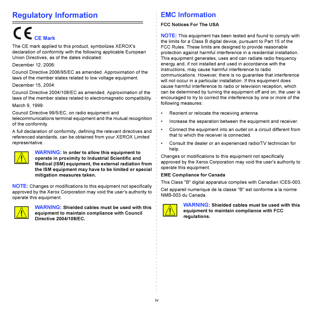 Xerox 3300MFP manual Regulatory Information 