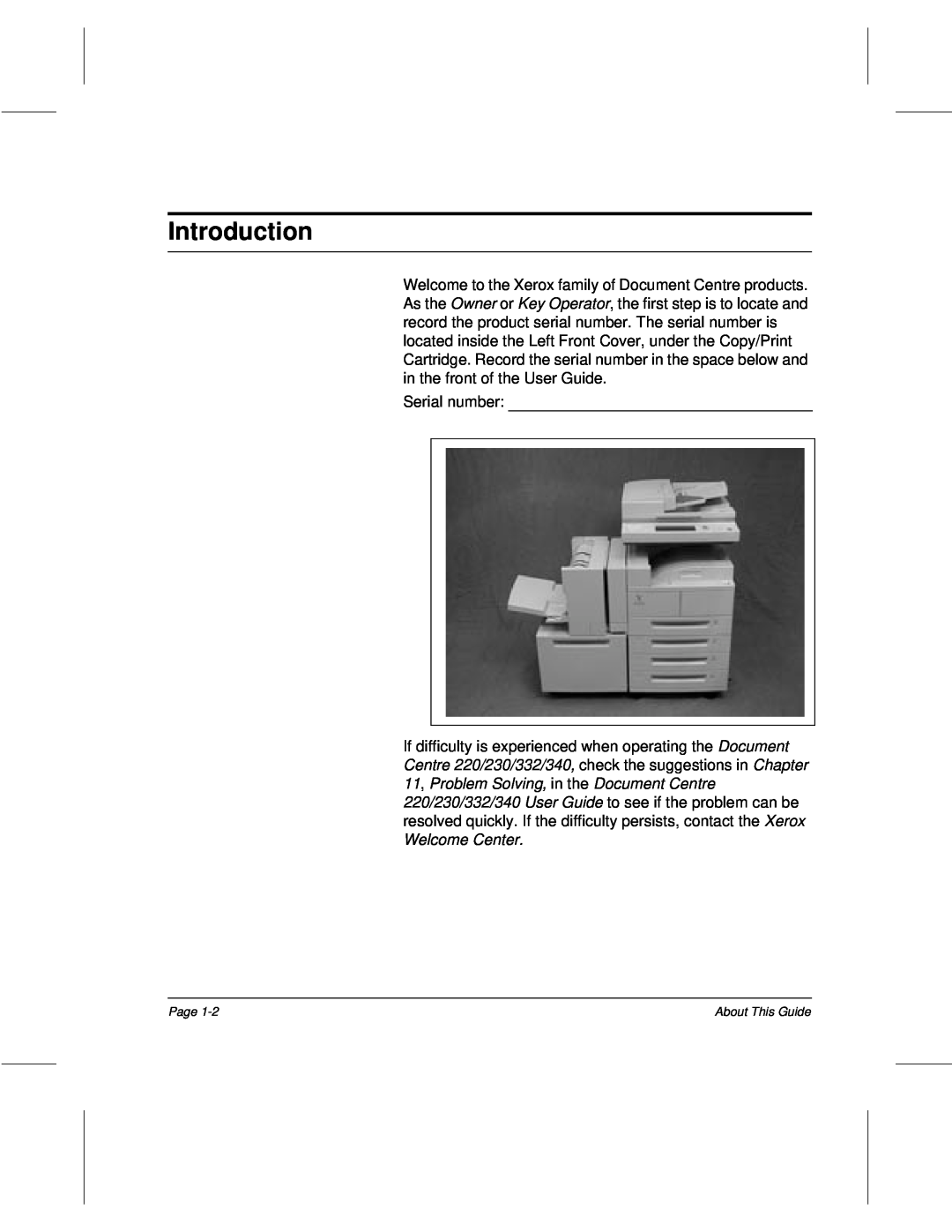 Xerox 220, 340, 332, 230 setup guide Introduction 
