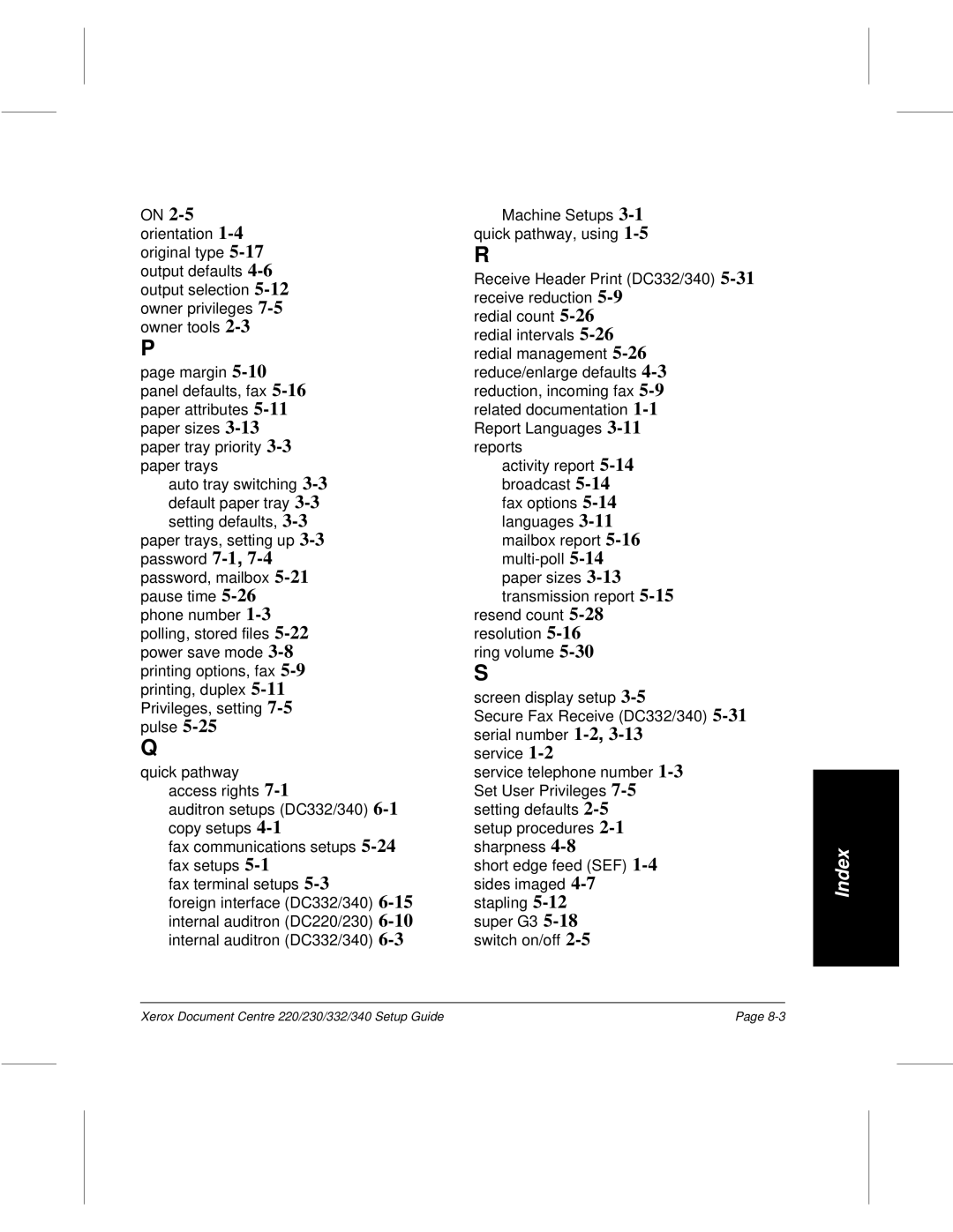 Xerox 230, 220 setup guide Secure Fax Receive DC332/340 5-31serial number 