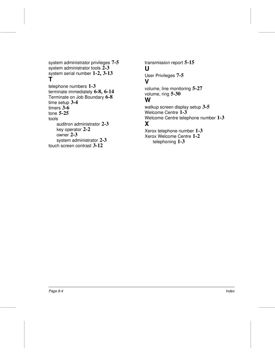 Xerox 340, 332, 220, 230 setup guide Index 