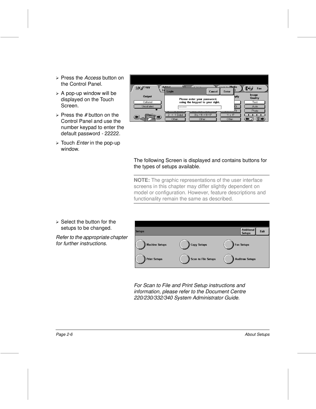 Xerox 340, 332, 220, 230 setup guide Refer to the appropriate chapter for further instructions 