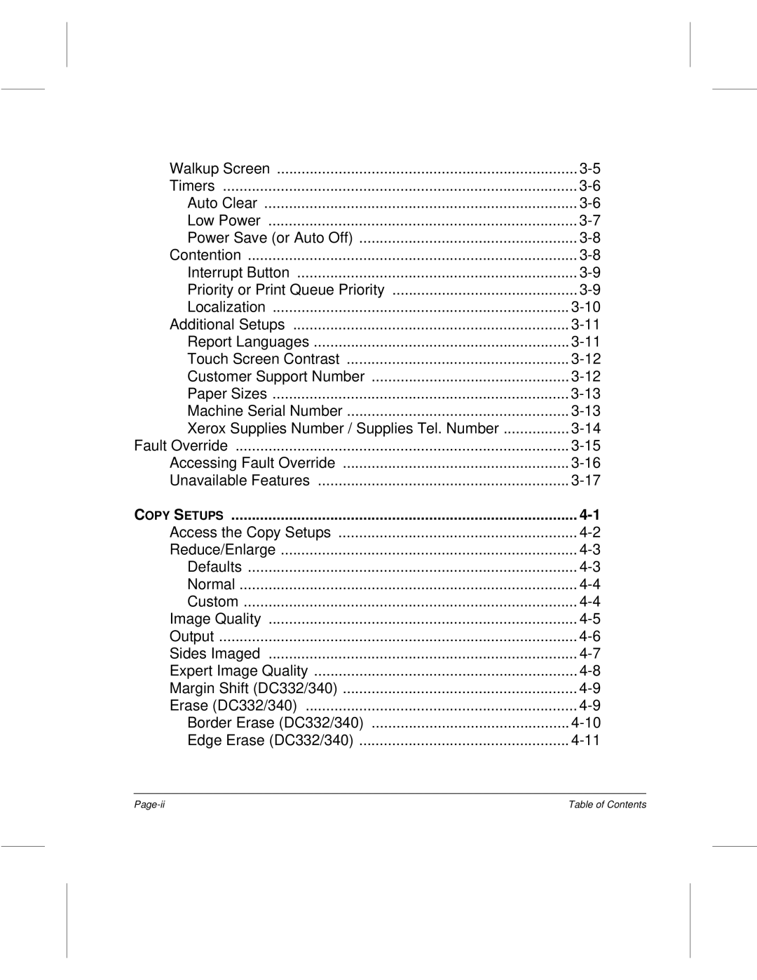 Xerox 340, 332, 220, 230 setup guide Copy Setups 