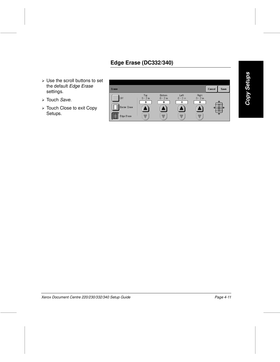 Xerox 220, 230 setup guide Edge Erase DC332/340 