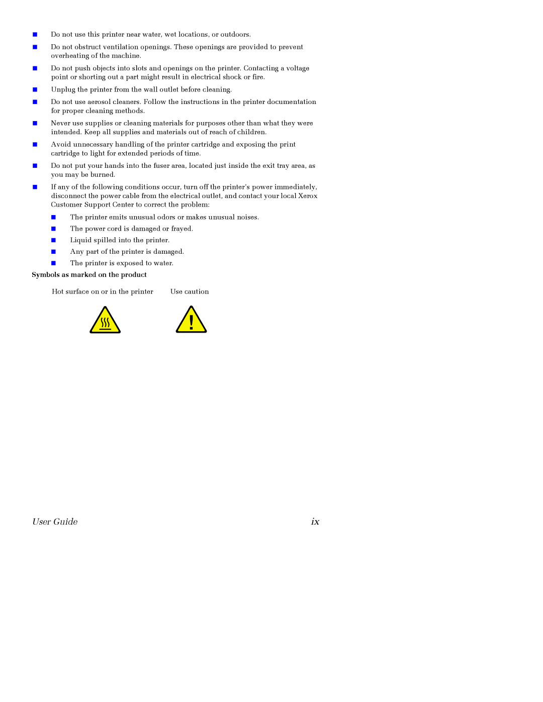 Xerox 3400 manual Symbols as marked on the product 