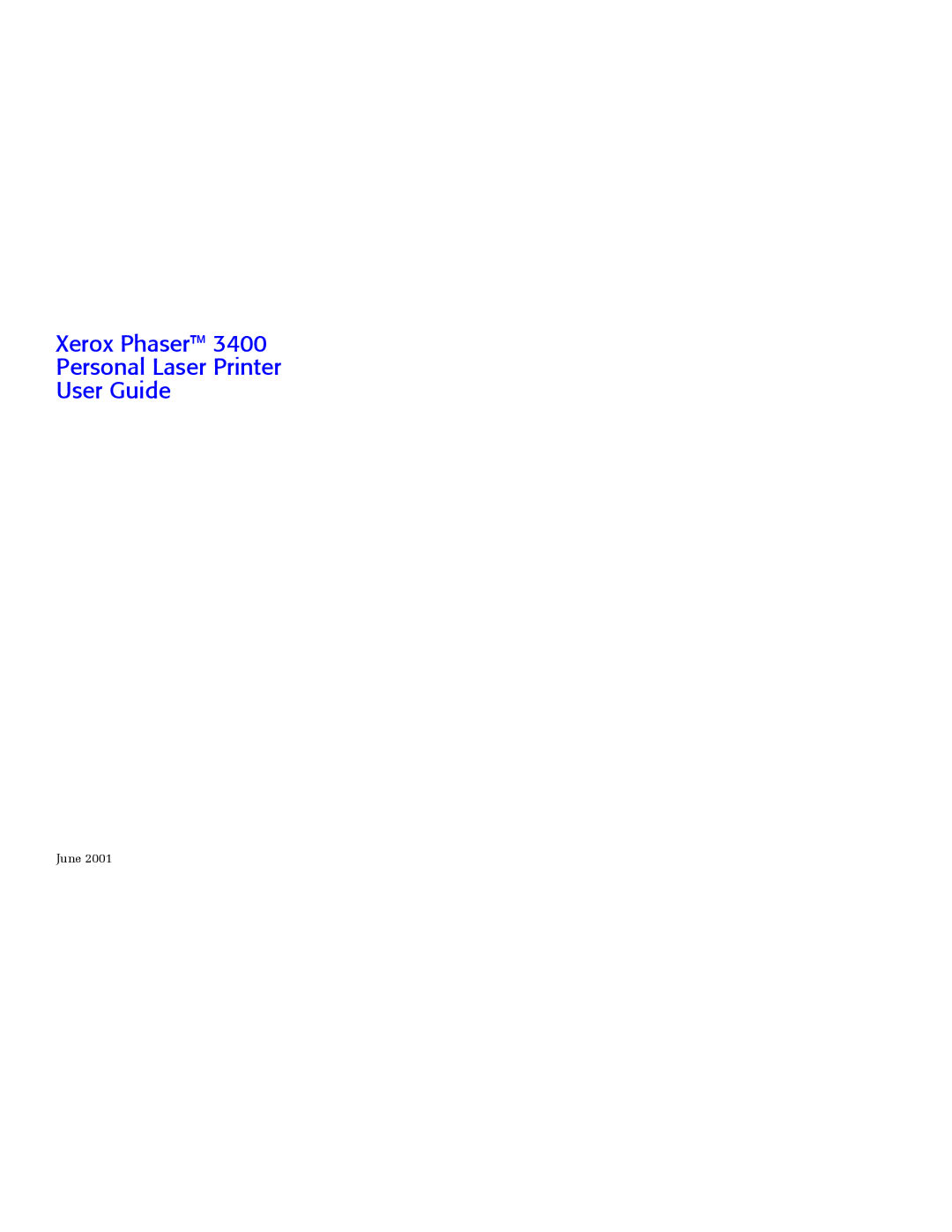 Xerox 3400 manual Xerox Phaser Personal Laser Printer User Guide 