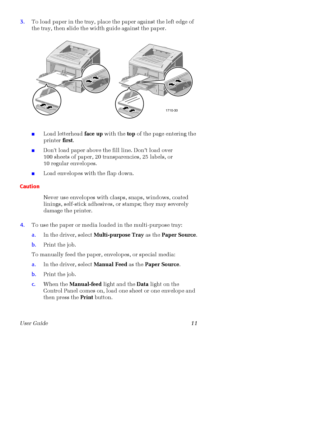 Xerox 3400 manual Driver, select Multi-purpose Tray as the Paper Source 