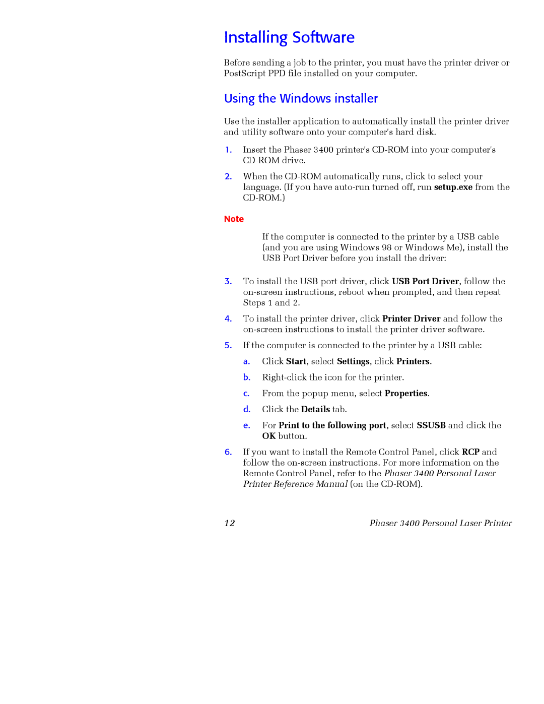 Xerox 3400 manual Installing Software, Using the Windows installer 