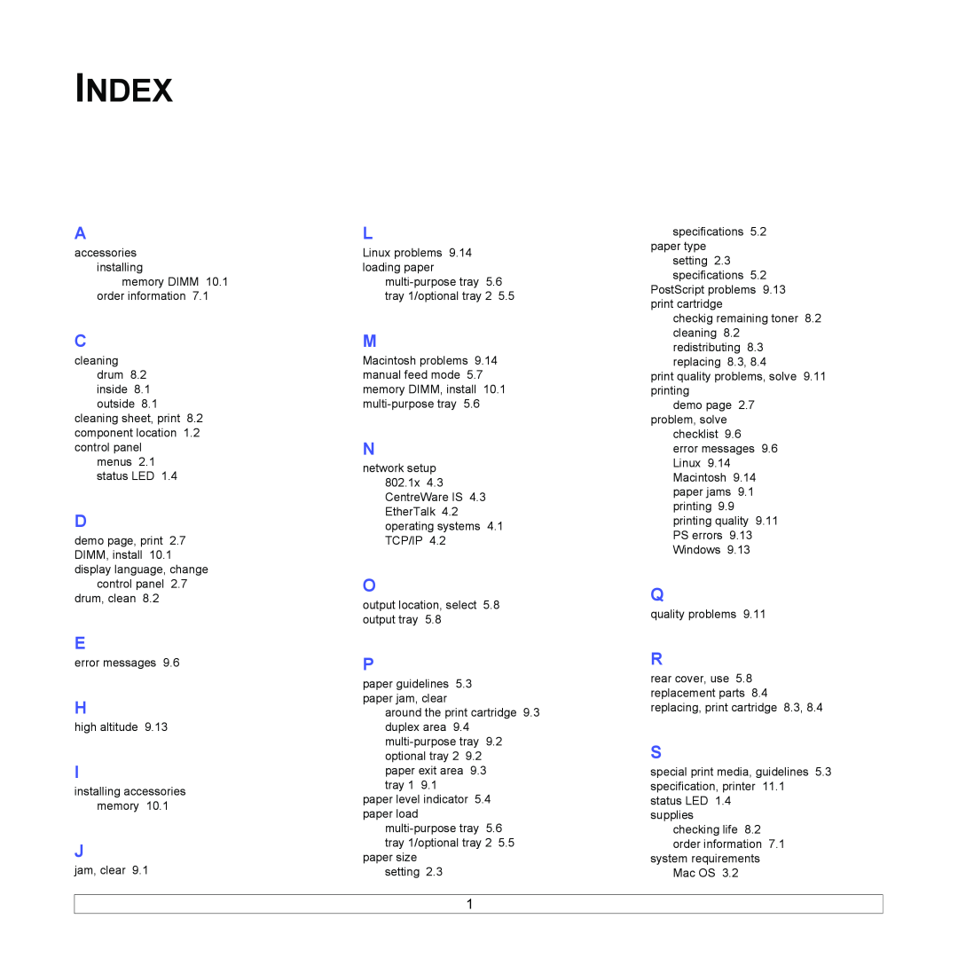 Xerox 3435DN manual Index 