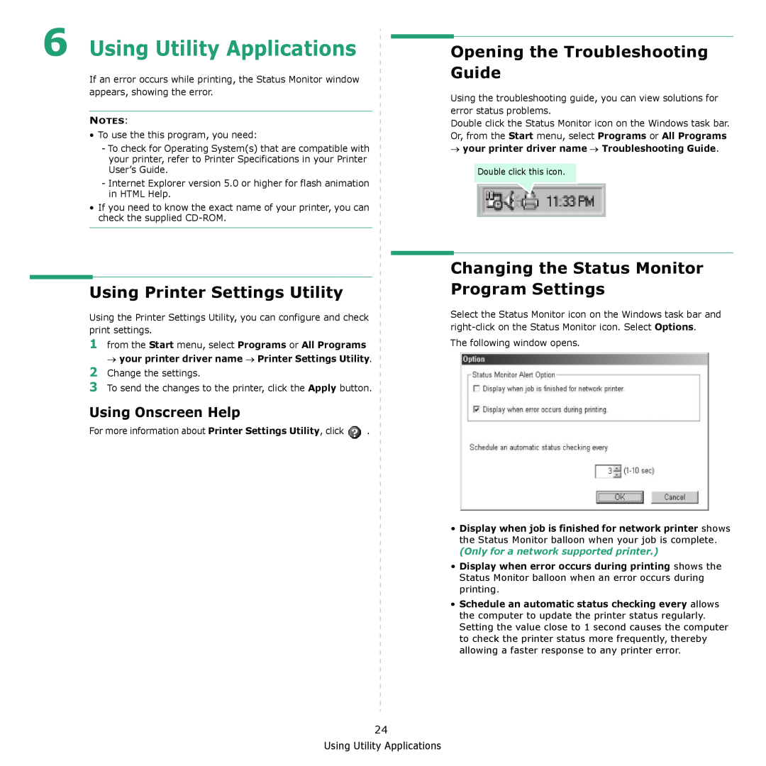 Xerox 3435DN manual Using Utility Applications, Using Printer Settings Utility, Opening the Troubleshooting Guide 
