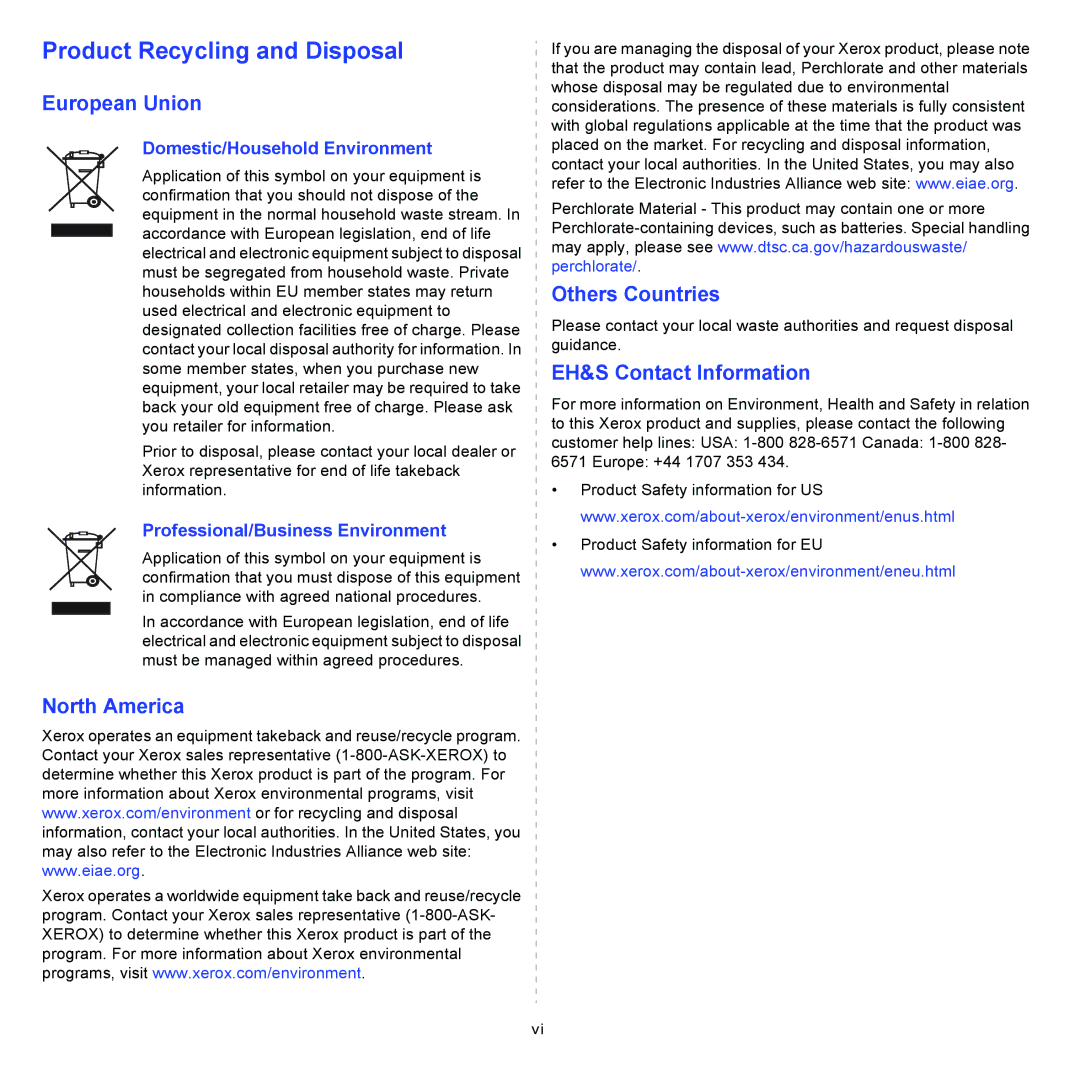 Xerox 3435DN manual Product Recycling and Disposal 