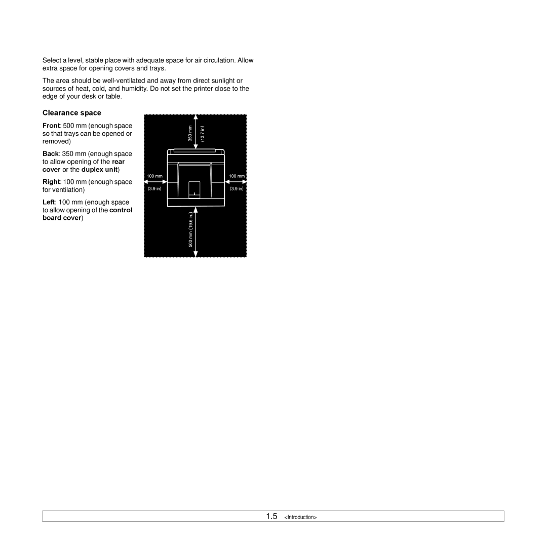 Xerox 3435DN manual Selecting a location, Clearance space 