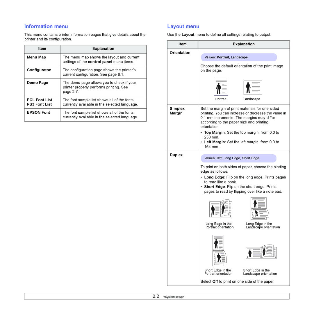 Xerox 3435DN manual Information menu, Layout menu 